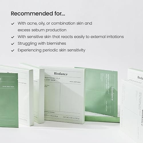 BIODANCE Refreshing Sea kelp Real Deep Mask, Overnight Hydrogel Mask, Calming, Oil & Sebum Control, Blemish Care, Korean Skincare, Stocking Stuffers for Teen Girls | 1.19oz(34g) x 4ea thumbnail 9
