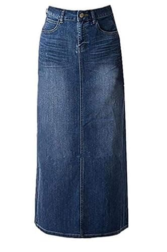 Long Denim Skirt for Women Casual A-Line Denim Maxi Skirt Stretch High Waisted Jean Skirt with Pocket Blue - Image 1
