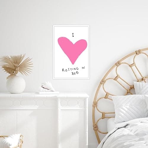 Trendy I Love Rotting In Bed Posters Pink Heart Quotes Illustration Canvas Wall Art Modern Preppy Minimalist Aesthetic Prints Painting For Home Bedroom Dorm Wall Decor 8x12in Unframed thumbnail 6