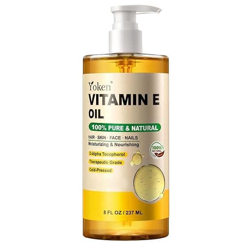 Yoken Vitamin E Oil 8 Fl Oz Organic Vitamin E oil for Skin Vitamine oils for Scars Hair,Face,Nail,Scalp Perfect Bath and Body Oil Cold Pressed Hexane Free Non-GMO Gluten Free Formula - Image 1