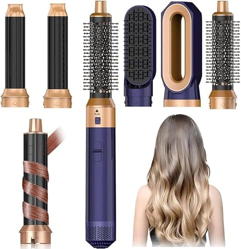 Hair Dryer Brush 5 in 1, Negative Ion Blow Dryer Brush Set - 110,000 RPM High- Speed Hot Air Brush Air Styler Curling Wrap Air Curler, Curling Iron Hair Styling Tool for Straight Curl Drying Smoothing - Image 1