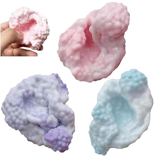 3 Pack Stress Relief Balls, Soft Squishy Bead Filled Squeeze Balls for Anxiety Relief and Focus, Durable Hand Therapy Balls for Adults Office Desk Home (Blue Pink Purple) - Image 1