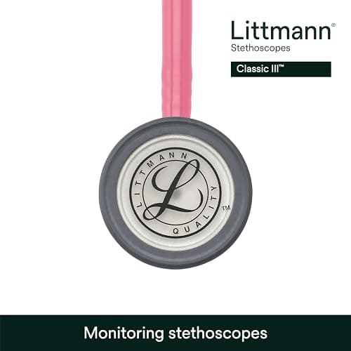 3M Littmann Classic III Monitoring Stethoscope, 5633, More Than 2X as Loud, Weighs Less, Stainless Steel Chestpiece, 27" Pearl Pink Tube thumbnail 7