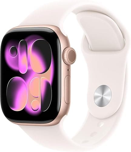 Apple Watch Series 11 [GPS 42mm] Rose Gold Aluminum Case with Light Blush Sport Band, S/M (Renewed Premium) - Image 1
