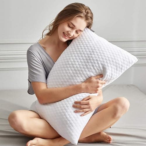 NTCOCO Shredded Memory Foam Bed Pillows for Sleeping Queen Size Set of 2,with Washable Removable Hypoallergenic Sleep Pillow for Back and Side Sleeper thumbnail 2