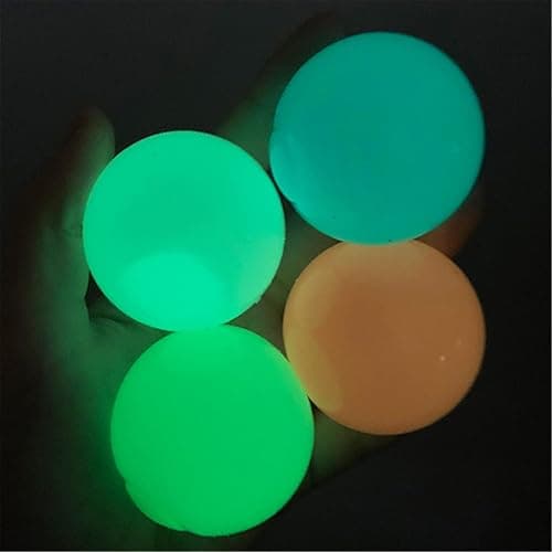 6pcs Dream Glow in The Dark Sticky Balls Returning Bounce Back Stick to Ceiling Wall Pressure Stress Relieving Toys Fun Fidget for Teenagers Adults Safe Tear- Decompression thumbnail 9