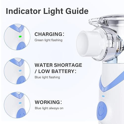 Portable Handheld Mesh Nebulizer – 3 Modes (Adult/Child/Auto-Clean), Ultra-Quiet <20dB, 800mAh Rechargeable, Fine Mist for Comfortable Use Spacer OTC (Blue) thumbnail 9