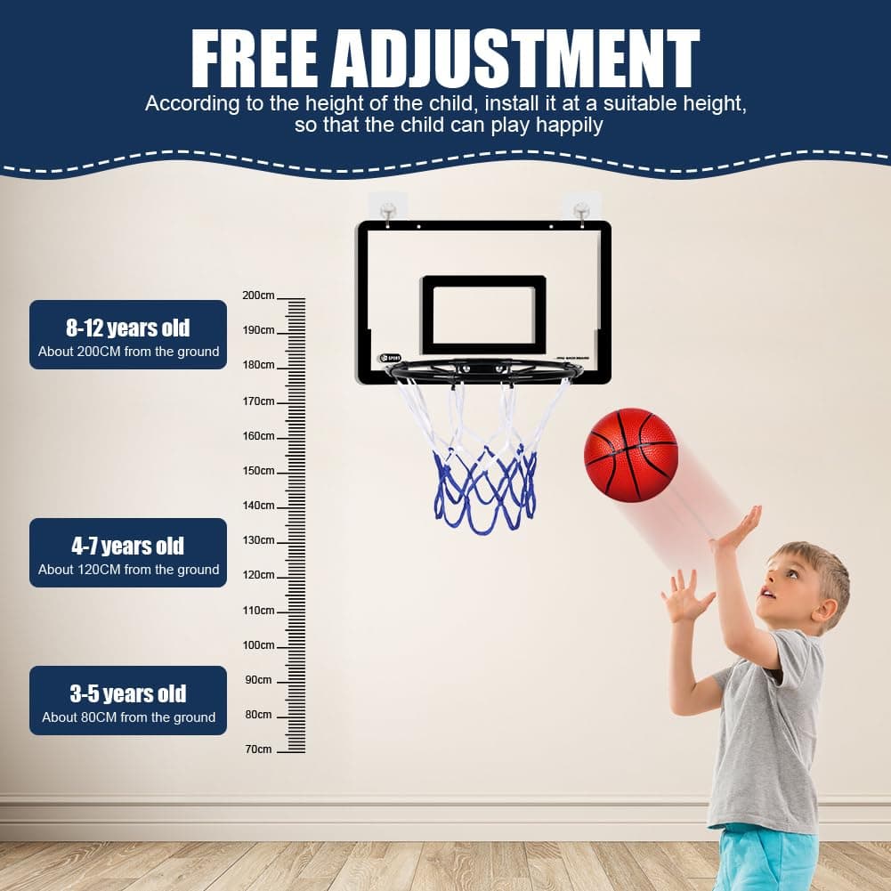 OSDUE Mini Basketball Basket Set for Indoor Kids Wall Mount with 4 Balls Basketball Basket Set Door for Boys Girls Outdoor Indoor Gift for Children's Day thumbnail 4