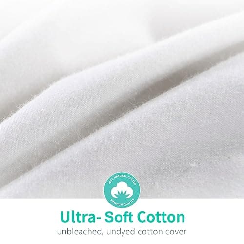APSMILE Super King Luxury 100% Organic Cotton All Season Down Feather Fibers Comforter, High Fill Power Medium Warmth Duvet Insert (120x120, Ivory White) thumbnail 6
