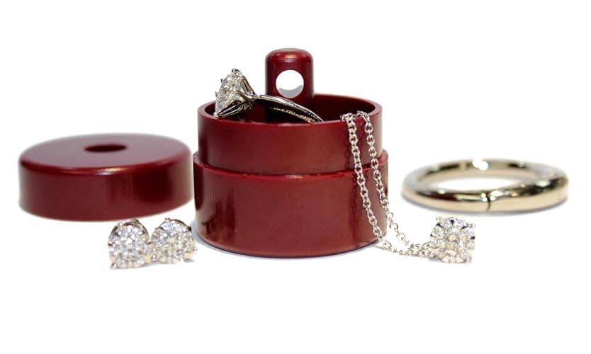 Lion Latch Jewelry Box Case, Ring Holder, Small Jewelry Organizer, Portable Ring Keeper, Jewelry Storage Case - Red - Image 1