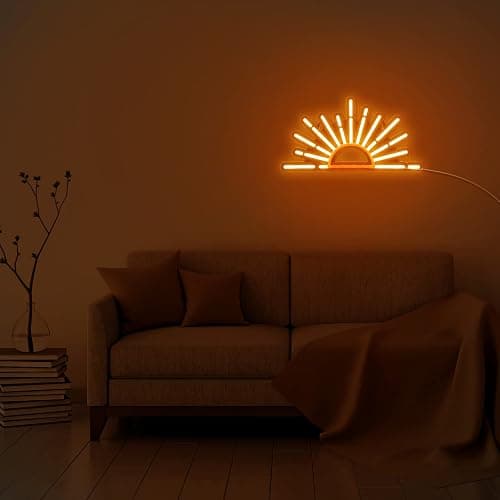 Ganeen Orange Sunrise Sunset Neon Sign Boho Wall Art Neon Lights for Bedroom Sun on The Horizon LED Signs Wall USB Night Room Decor for Living Room, Kitchen, Bathroom, Office Decor, Christmas Gifts thumbnail 6
