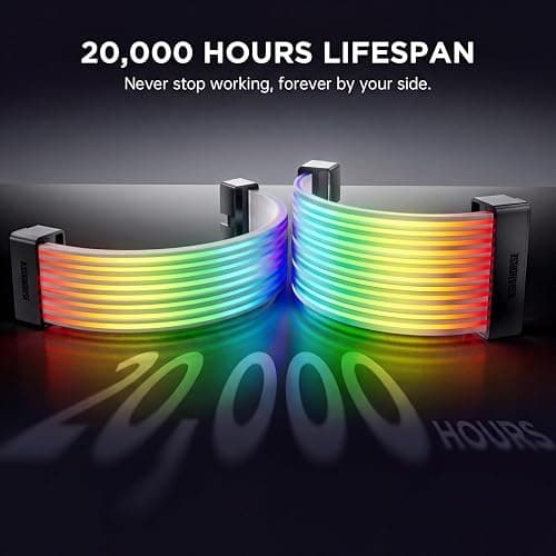 AsiaHorse AURORA-CO ARGB PSU Cable Cover Kit Black, RGB LED Light Strip Sleeve for Motherboard 24Pin and GPU 8Pin/12+4Pin Power Cables, 5V 3Pin ARGB Sync, PC Cable Management Lighting Vest thumbnail 4