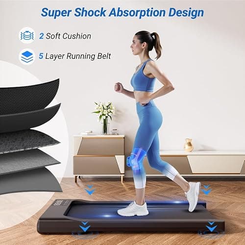 DeerRun Raceable Walking Pad Portable, Under Desk Treadmill with 9% Incline, 3HP Treadmills for Home 300LBS, Adjustable Speed 3.8MPH, LED Screen Display, Remote & APP Control, No Assembly thumbnail 3