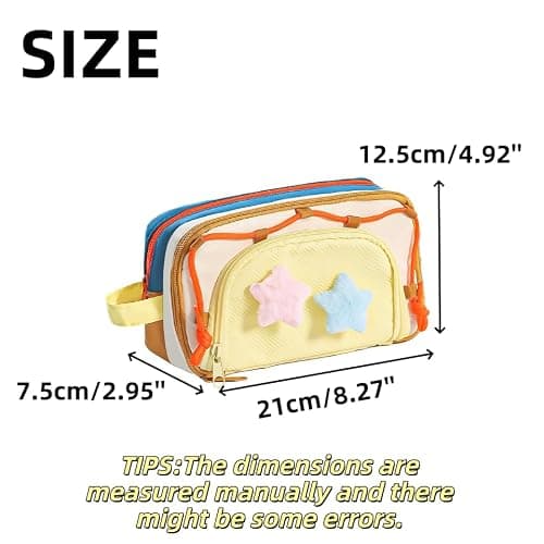 UIVXXUD Portable Multi-Layer Kawaii Pencil Case Organizer - Large Capacity Color Block Design Pen Pouch Supplies - Cute Functional Bag (Pink) thumbnail 2