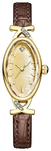 BESTKANG Leather Women's Watch Dainty Vintage Oval Ladies' Watch Elegant Diamond Waterproof Quartz Gold Watches for Women - Image 1