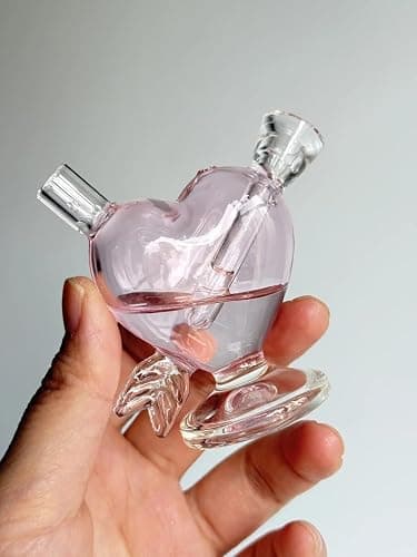 Mini Glass Heart Hookah Ornament, Colorful Decorative Handicraft, 1 Piece - Image 1