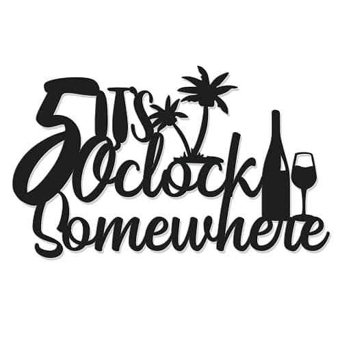 Zzbakress Metal Bar Sign 'It's 5 O'clock Somewhere' - Vintage Wall Decor, Black, For Home Bar Kitchen Living Room - Image 1
