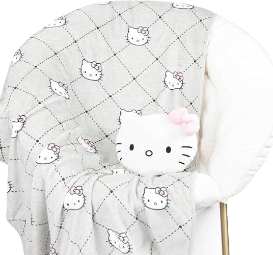 Jay Franco Hello Kitty Nogginz Set - 40 x 50 Inch Lightweight Travel Throw Blanket & Pillow - Super Soft Pink Bow 2 Piece Bedding Set - Image 1
