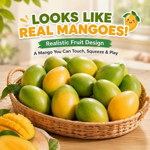 Crunchy Mango Squishy, Heat Activated Color Changing Mango Fidget Toy, Realistic Fruit Sensory ASMR Bead Filled, Chameleon Mango Stress Ball for Adults ，1 Pc thumbnail 5
