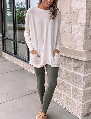 Poetsky Fall Womens Tunic or Tops to Wear with Leggings Long Sleeve Casual Long Shirts Blouses with Pockets thumbnail 4