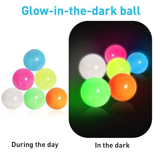 4 Pcs Sticky Balls Ceiling Glow in The Dark Fidget Toys, Night Stress Balls for Adults Fluorescent Sticky Wall Balls, Luminous Balls Jumping Fun Decompression for Kids thumbnail 4