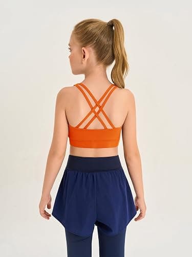 Haloumoning Girls Training Bra Kids Strappy Scoop Neck Bras Yoga Sports Comfort Dance Crop Top 5-14 Years thumbnail 3