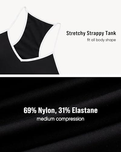 OMKAGI Racerback Workout Tops for Women Built in Bra Cute Open Back V Neck Longline Sports Bra Top thumbnail 5