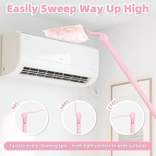 Nicemiya 52-Pack Duster Refills Compatible with Flash Dusters, Flash Dust Magnet Refills-Effectively Removes Dust, Dirt and Pet Hair for Home & Office Cleaning (50 Refills + 2 Handles, Pink) thumbnail 3