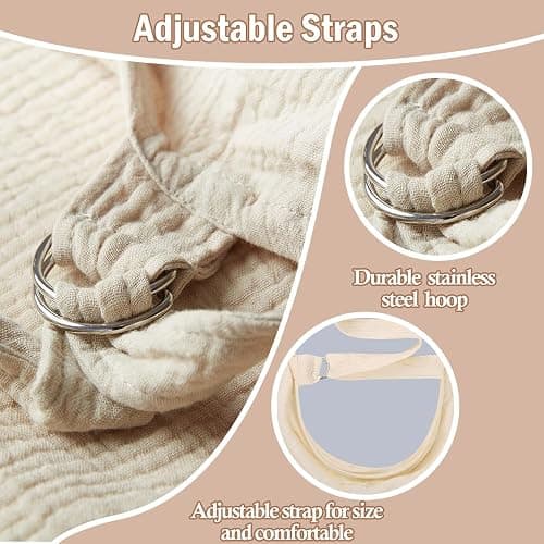 Muslin Nursing Cover for Breastfeeding, Soft&Breathable Cotton Breastfeeding Cover for Women,Privacy Nursing Covers with Arch Neckline Adjustable Hoop for Mother Nursing Apron (Coffee) thumbnail 5