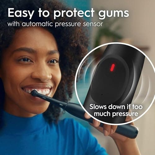 Oral-B Rechargeable Electric Toothbrush, iO2 Starter Kit, 3 Cleaning Modes, Automatic Pressure Sensor to Protect Gums, 2 Brush Heads, Night Black thumbnail 7