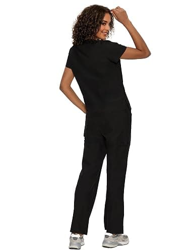 floralhue Scrubs for Women, V-Neck Scrubs Top & Cargo Pants with 12 Pockets, Yoga Waistband, 4 Way Stretch thumbnail 3
