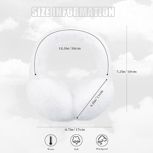 POMIJIAN Winter Ear Muffs for Women Girls Faux Fur Cute White Earmuffs Fluffy Ear Warmers Foldable Ear Covers Outdoor thumbnail 6