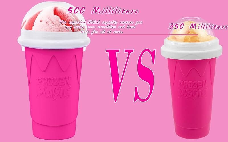 500ML Slushie Maker Cup - DIY Magic Slushy Maker Squeeze Cups, Portable Smoothie Squeezes Cup for Milk and Ice Cream Make, Double Layer Slushy Maker Cups, Birthday Gifts for Family (Pink, 500ML) thumbnail 4
