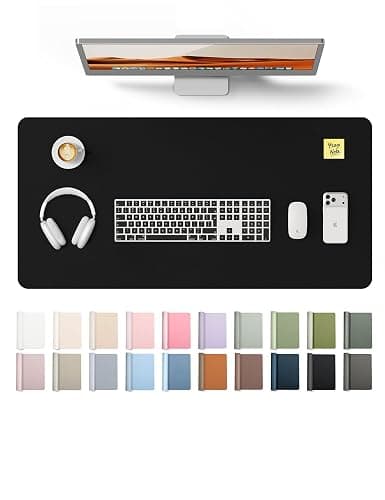 YSAGi Leather Desk Protector, Office Mat, Large Mouse Mat, Non-Slip PU Leather Blotter, Laptop Desk Mat, Waterproof Writing Pad for Office and Home (Black, 31.5" x 15.8") - Image 1