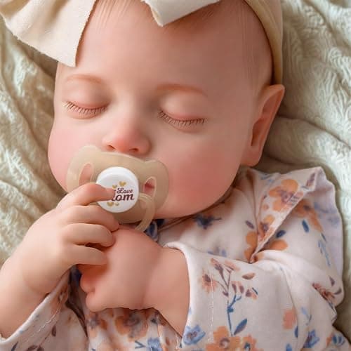 JIZHI Reborn Dolls 20 inch Soft Body Lifelike-Newborn Baby Dolls Sleeping Girl Dolls with Clothes and Toy Accessories Gift for Kids Age 3+, Yellow Floral thumbnail 2