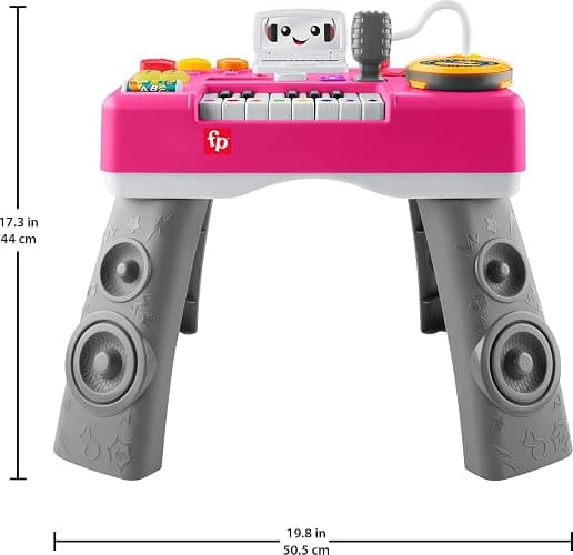 Fisher-Price Baby & Toddler Toy Laugh & Learn DJ Table Musical Activity for Educational Play, Pink Infants Ages 6+ Months thumbnail 2
