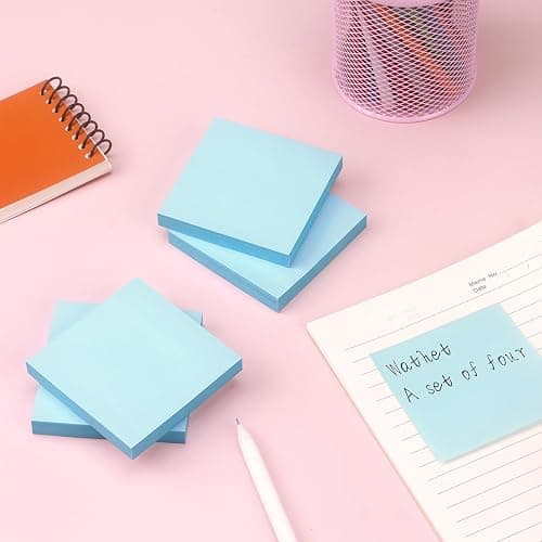 Sticky Notes 3x3 in, Self-Adhesive Note, 4 Pads, 100 Sheets/Pad, Light Blue | Perfect for Home, Classroom, and Workplace Organization thumbnail 2
