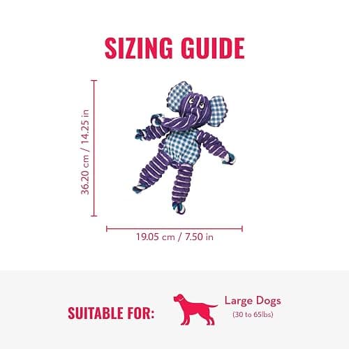 KONG Floppy Knots & Signature Balls (2 Pack) - Knotted Dog Toy Entices Play & Satisfies Instincts - Dog Supplies with Minimal Stuffing - Strong Dog Toy Balls for Fetch - Elephant, for Large Dogs thumbnail 4