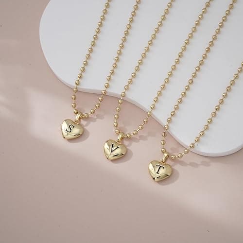 KISSCLOUD Heart Initial Necklaces for Women 14K Gold Silver Dainty Letter Charm Necklace Cute Bubble Personalized Name Pendant Ball Chain Necklace Non Tarnish Trendy Jewelry Gift thumbnail 6