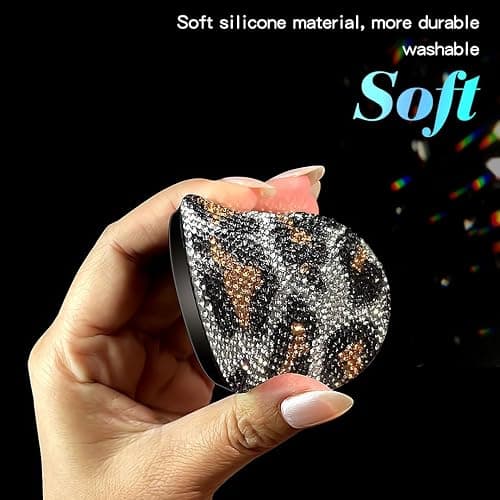 Murimt Bling Car Accessories Water Coaster for Women,Leopard Print Rhinestone Car Coasters, Drink Coasters 2.75in(2 pcs) thumbnail 4