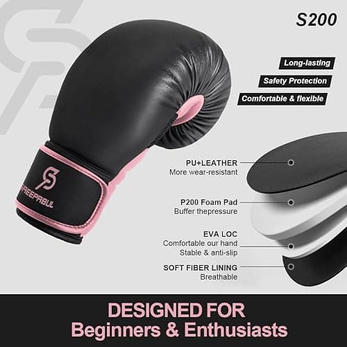 SAEEPABUL Boxing Gloves for Men & Women, Beginner Kickboxing, 8-16oz thumbnail 2