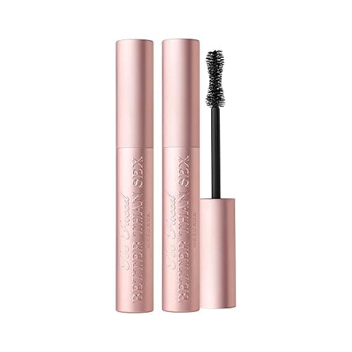 Too Faced Better Than Sex Volumizing Mascara | Volume, Length + Peptides - Black - Full Size - 0.27 FL Oz (Pack of 2)