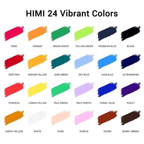 HIMI Gouache Paint Set, 24 Colors x 30ml Unique Jelly Cup Design with 3 Paint Brushes and a Palette in a Carrying Case, Non-Toxic Gouache Paint Perfect for Artists, Students(Green) thumbnail 2