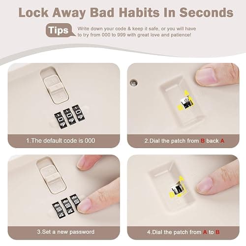 Lockable Storage Box, Small Lock Box with Combination Code for Phone/Medicine Safe/Food Home/Refrigerator/Office/Personal Items/Travel/Gift,9.25 x 5.04 x 3.62’’ thumbnail 4