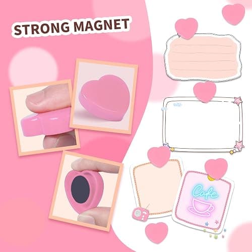 DUJEQM 10PCS Fridge Magnets - Pink Heart Strong Magnets, Heavy Duty Small Mini Cute Refrigerator Magnets for Whiteboard, Locker, Kitchen, Office, School, Crafts, Classroom - Funny Dry Erase Magnet thumbnail 4
