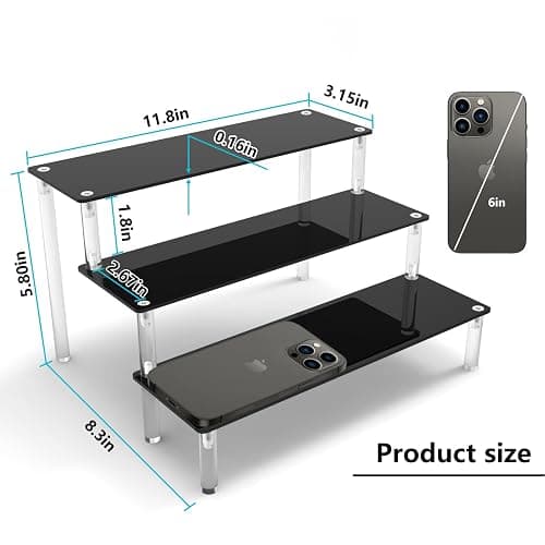 AZEAM Acrylic Riser, Black Display Risers Stand Large Collection Organizer Shelf for Cupcake Food Desserts Holder Cosmetic Products Tabletop Use and More (12 X 8 X 6 Inch) (2 Packs Black) thumbnail 6