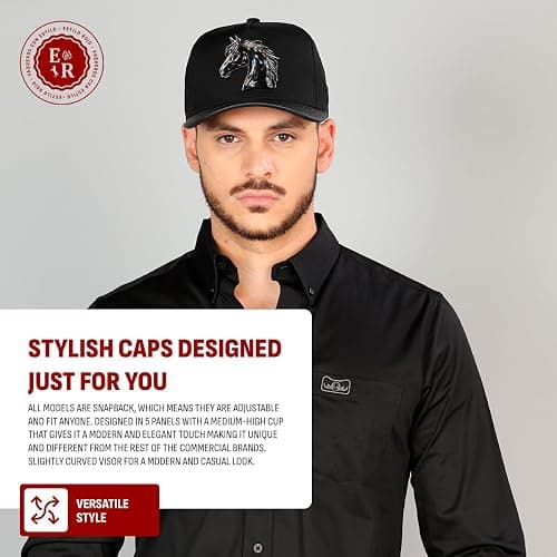 Ferreti Culiacan Premium Black The Horse Hat - Black Baseball Hats for Men and Women, Ball Caps for Men for Any Occasion, Gorra para Hombre Ajustable, Black Snapback Cap - Adjustable Size thumbnail 3