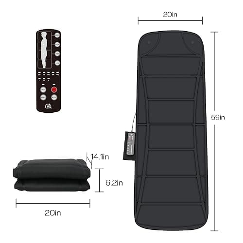 CILI Massage Mat Full Body,Massager Chair Pad,10 Vibration Motors & 5 Massage Modes,Back Massager for Bed,Massage Mattress Pad for Back,Heating Pad with Auto Shut Off, Gifts for Men,Women,Black thumbnail 9