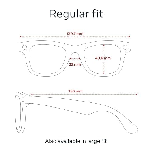 Ray-Ban Meta (Gen 1), Wayfarer, Matte Black | Smart AI Glasses for Men, Women - 12 MP Camera, Open-Ear Speakers, Video Recording, Bluetooth - Polarized Gradient Graphite Lenses - Wearable Technology thumbnail 8