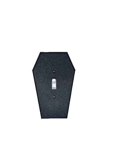 The Grey House Gothic Coffin Shaped Light Switch Cover Halloween Decor (Single Toggle Light Switch Cover), Black - Image 1